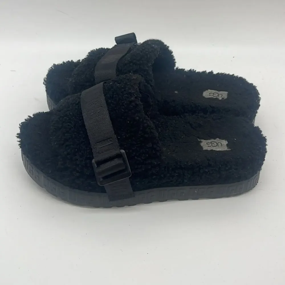 UGG Fluffita sheepskin Sherpa slip on platform sandals sz 12